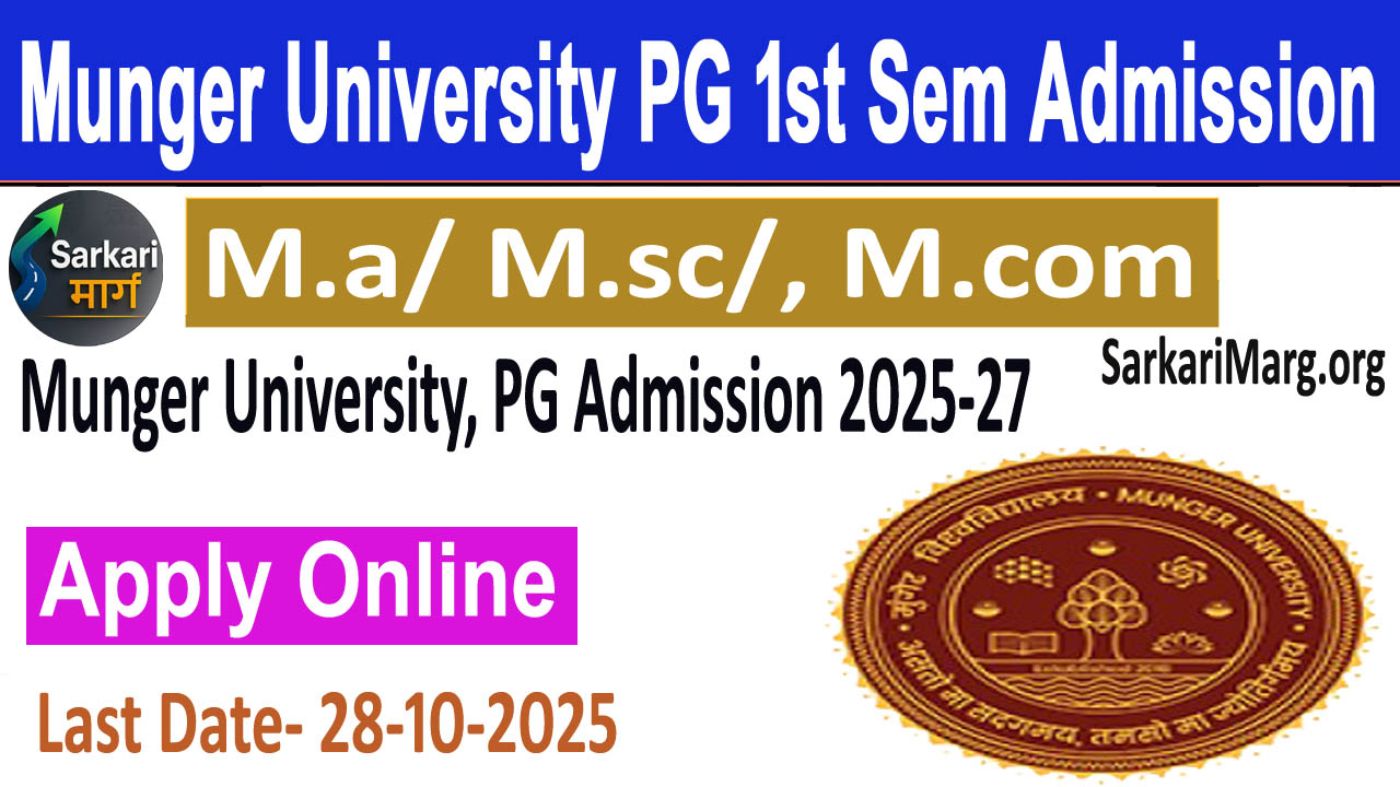 Munger University PG 1st Sem Admission Online Apply 2025
